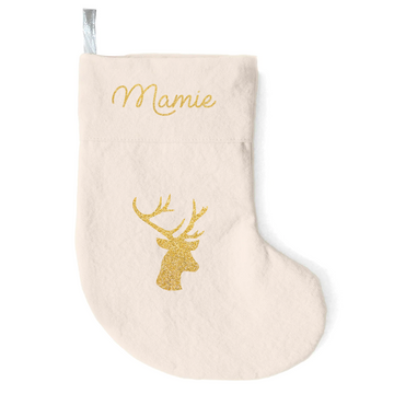 Chaussette Cadeau de Noël  personnalisé crème